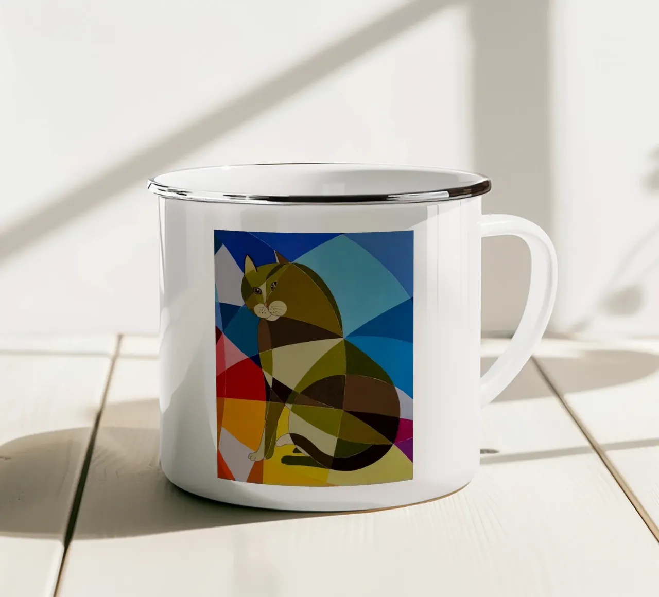 Gatto Cubismo Arte tazza in smalto da Kaden