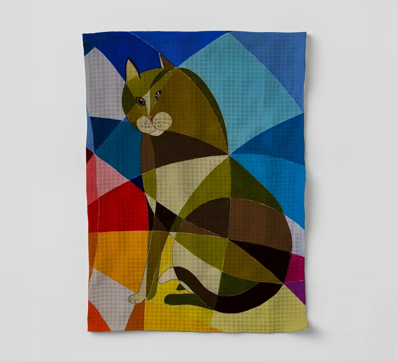 Chat Art cubiste torchon de Kaden