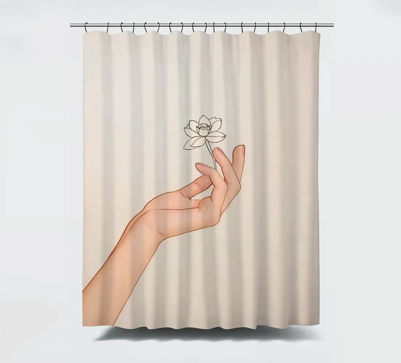Mano che tiene un fiore delicato su uno sfondo chiaro tenda da doccia da DesignDoodle