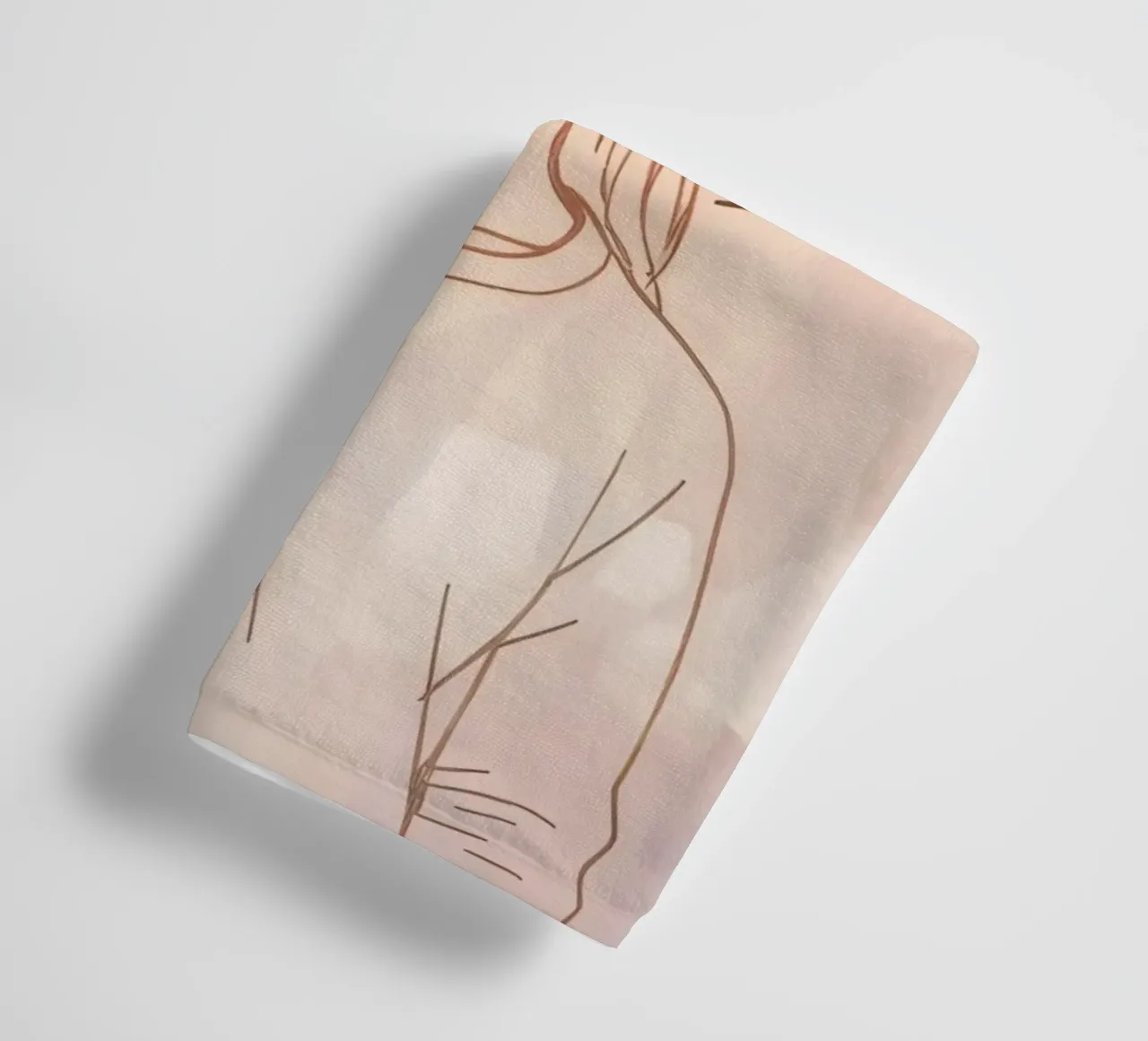 Girl standing in front of mountains with a minimalist style towel by DesignDoodle