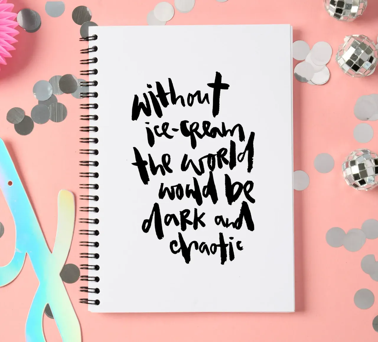 Ice-cream against darkness & chaos spiral notebook by Brushmeetspaper
