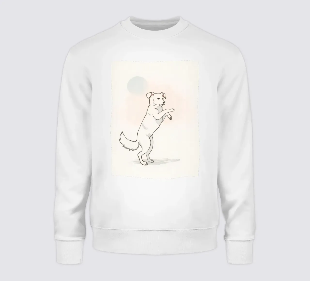 Cane giocoso in piedi su due zampe in un semplice artistico felpa da DesignDoodle