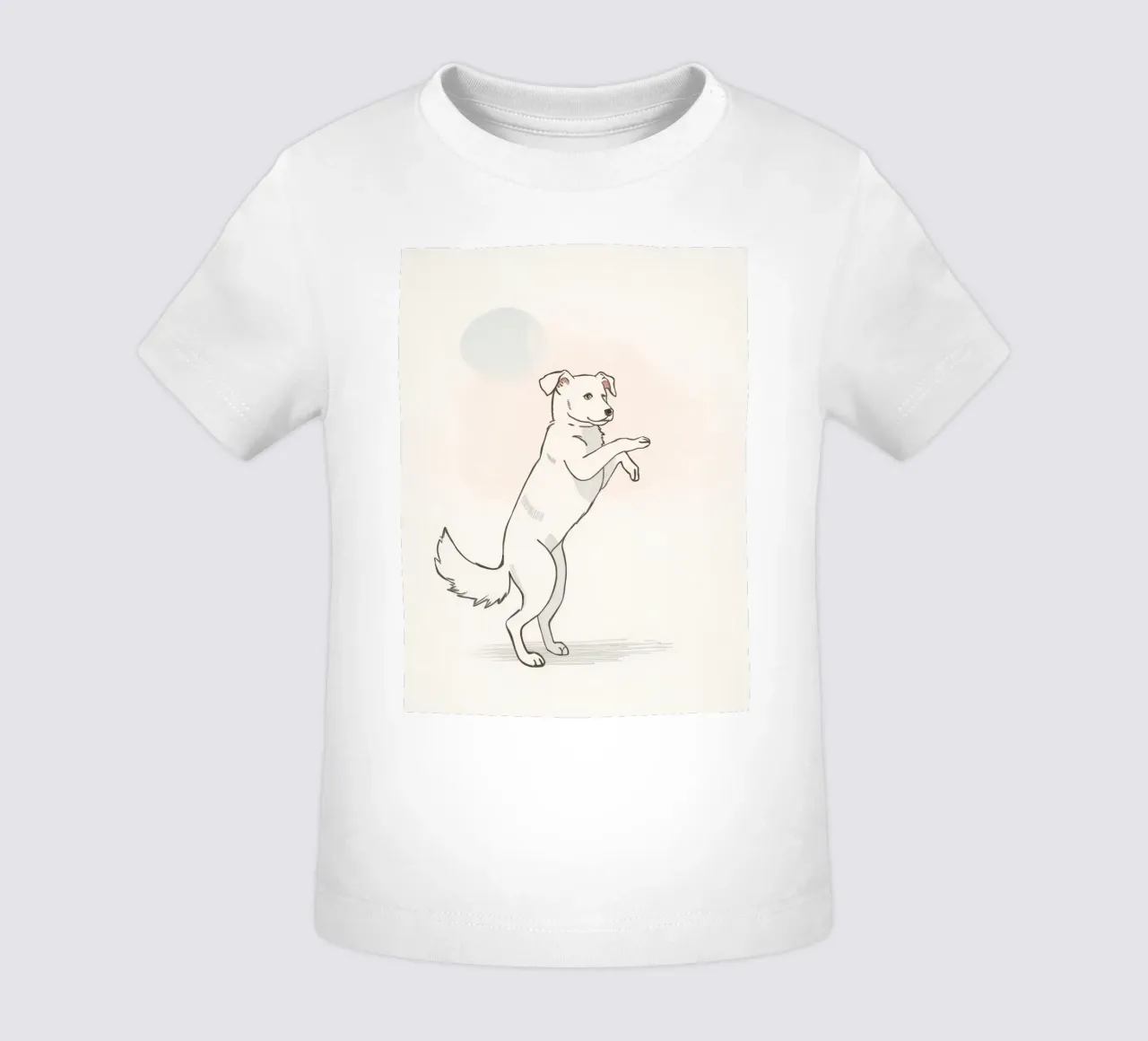 Cane giocoso in piedi su due zampe in un semplice artistico maglietta neonato da DesignDoodle
