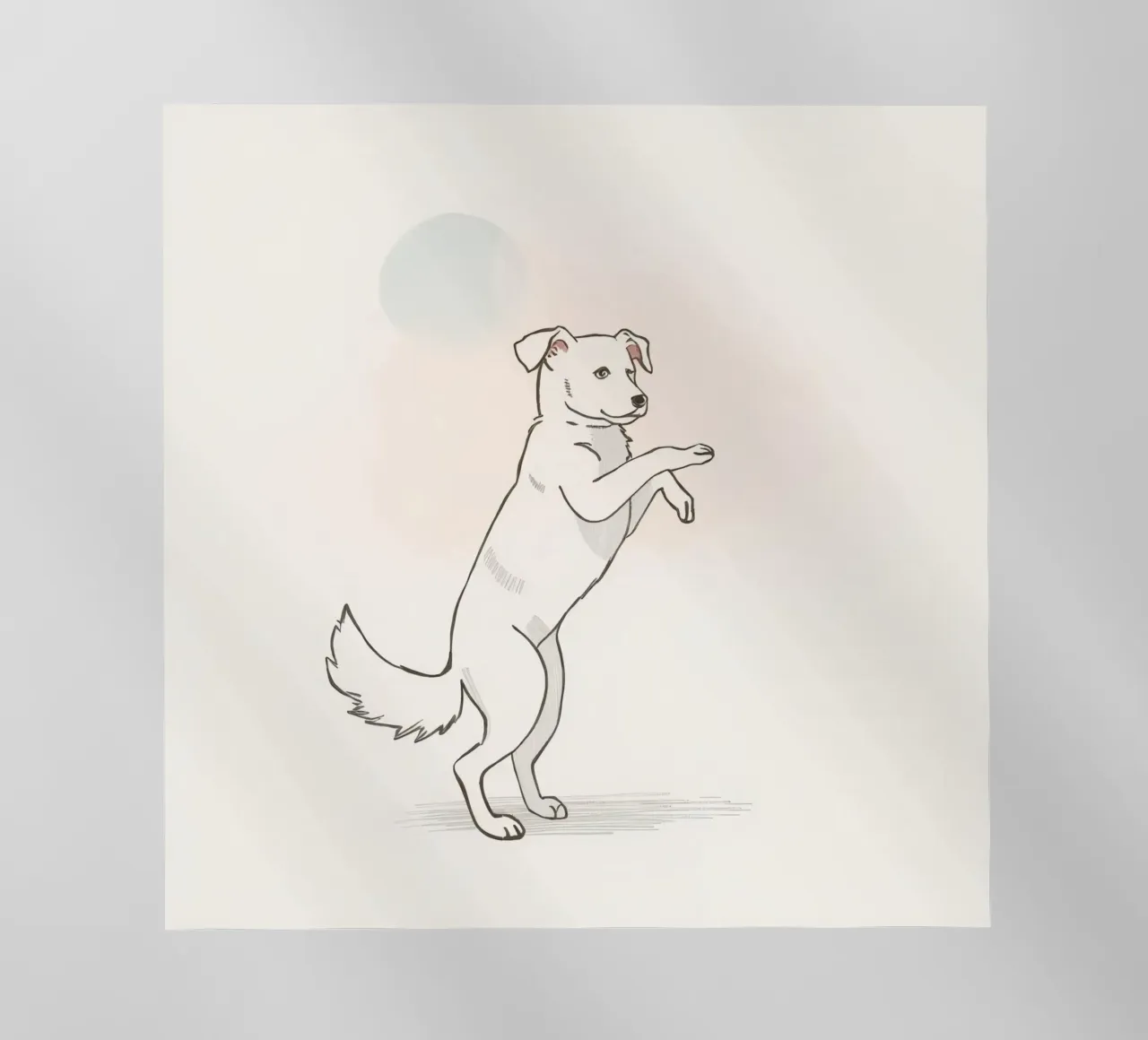 Cane giocoso in piedi su due zampe in un semplice artistico pellicola backlit da DesignDoodle