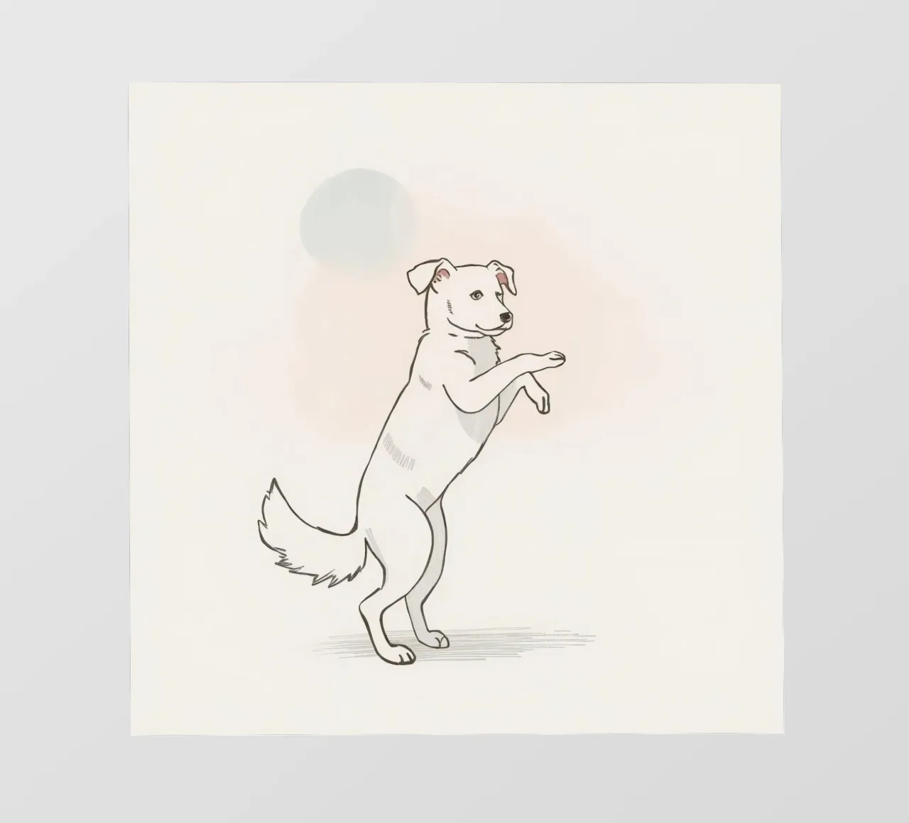 Cane giocoso in piedi su due zampe in un semplice artistico pellicola backlit da DesignDoodle