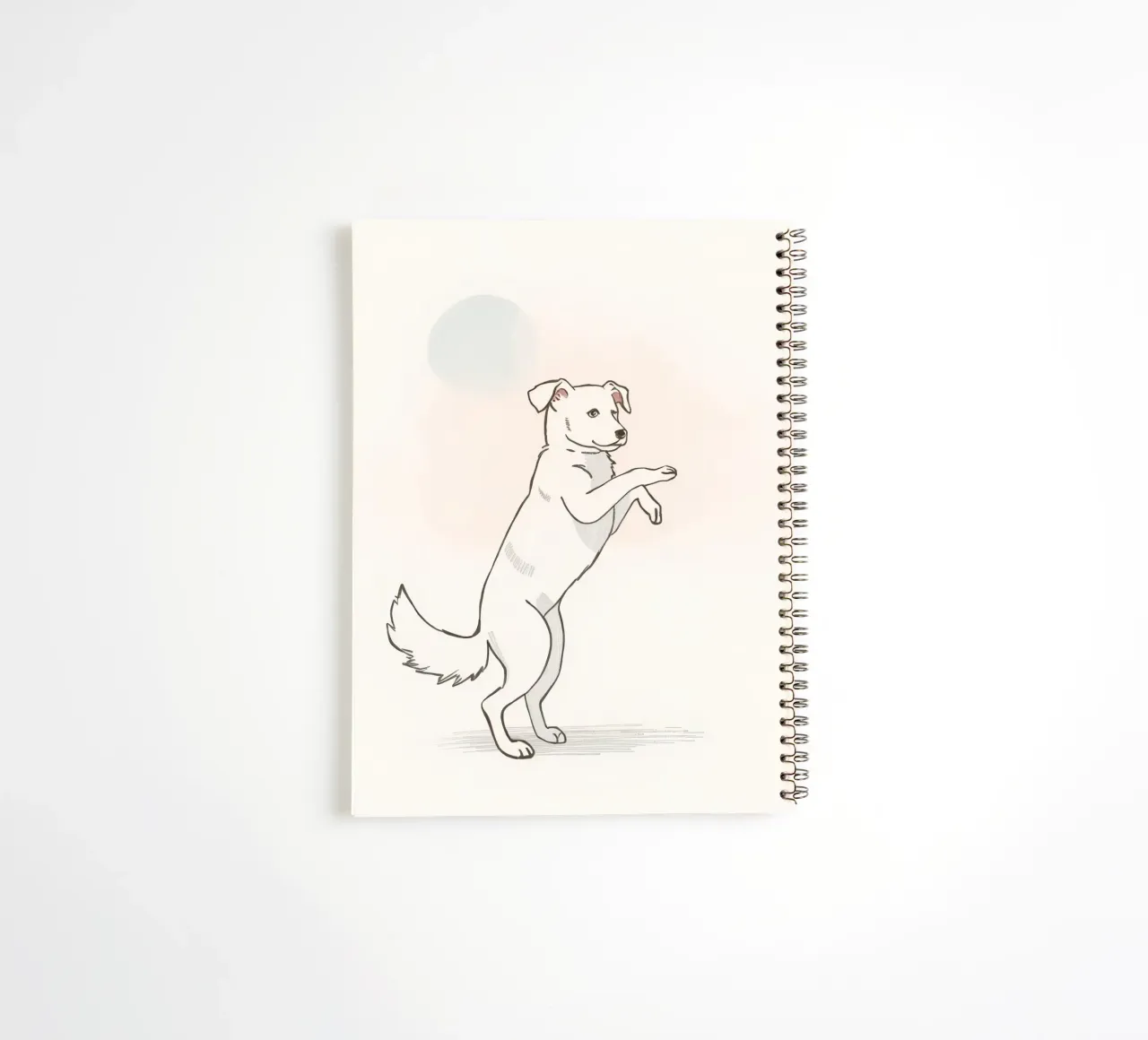 Cane giocoso in piedi su due zampe in un semplice artistico diario ad anelli da DesignDoodle