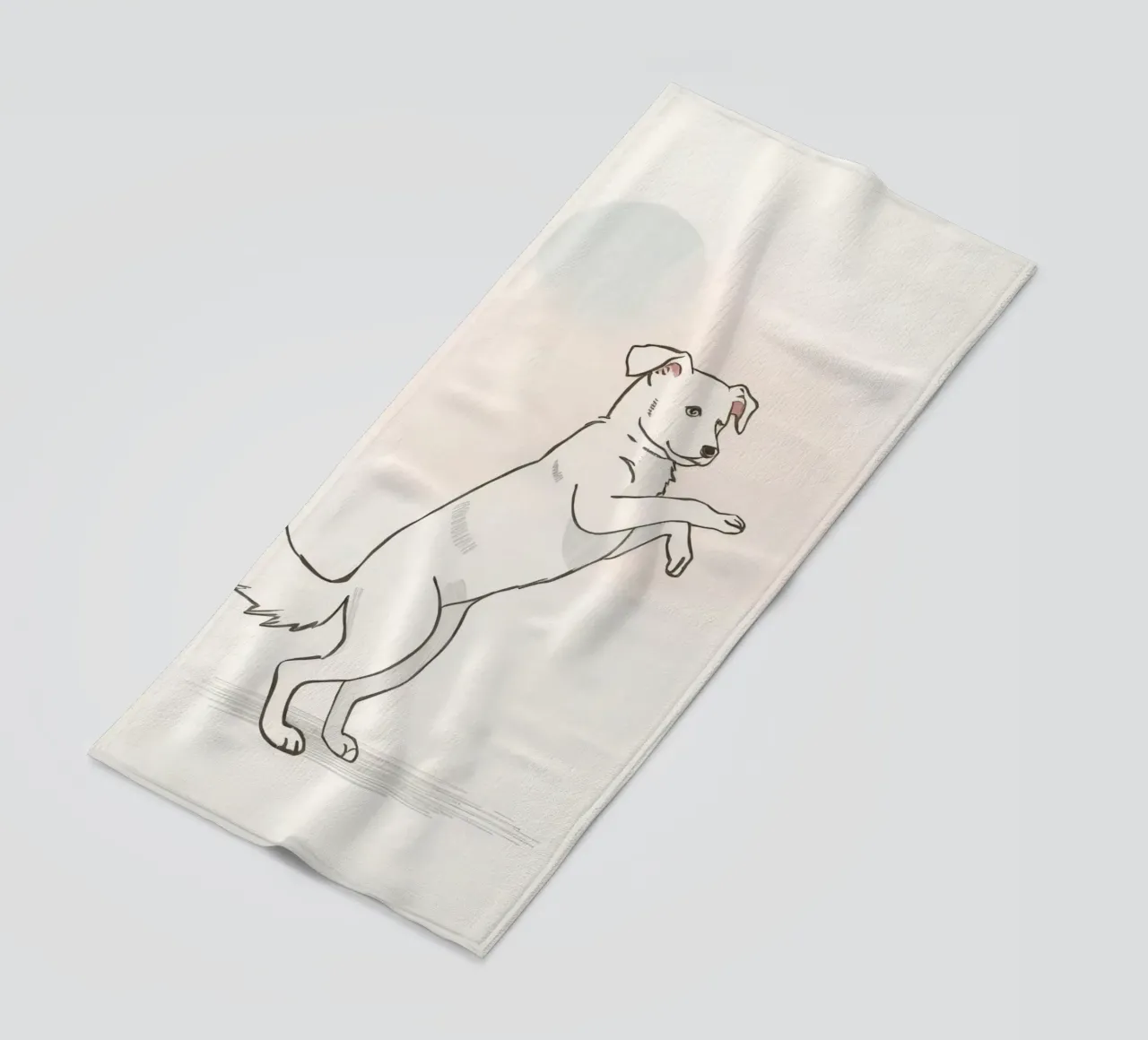 Cane giocoso in piedi su due zampe in un semplice artistico telo mare da DesignDoodle