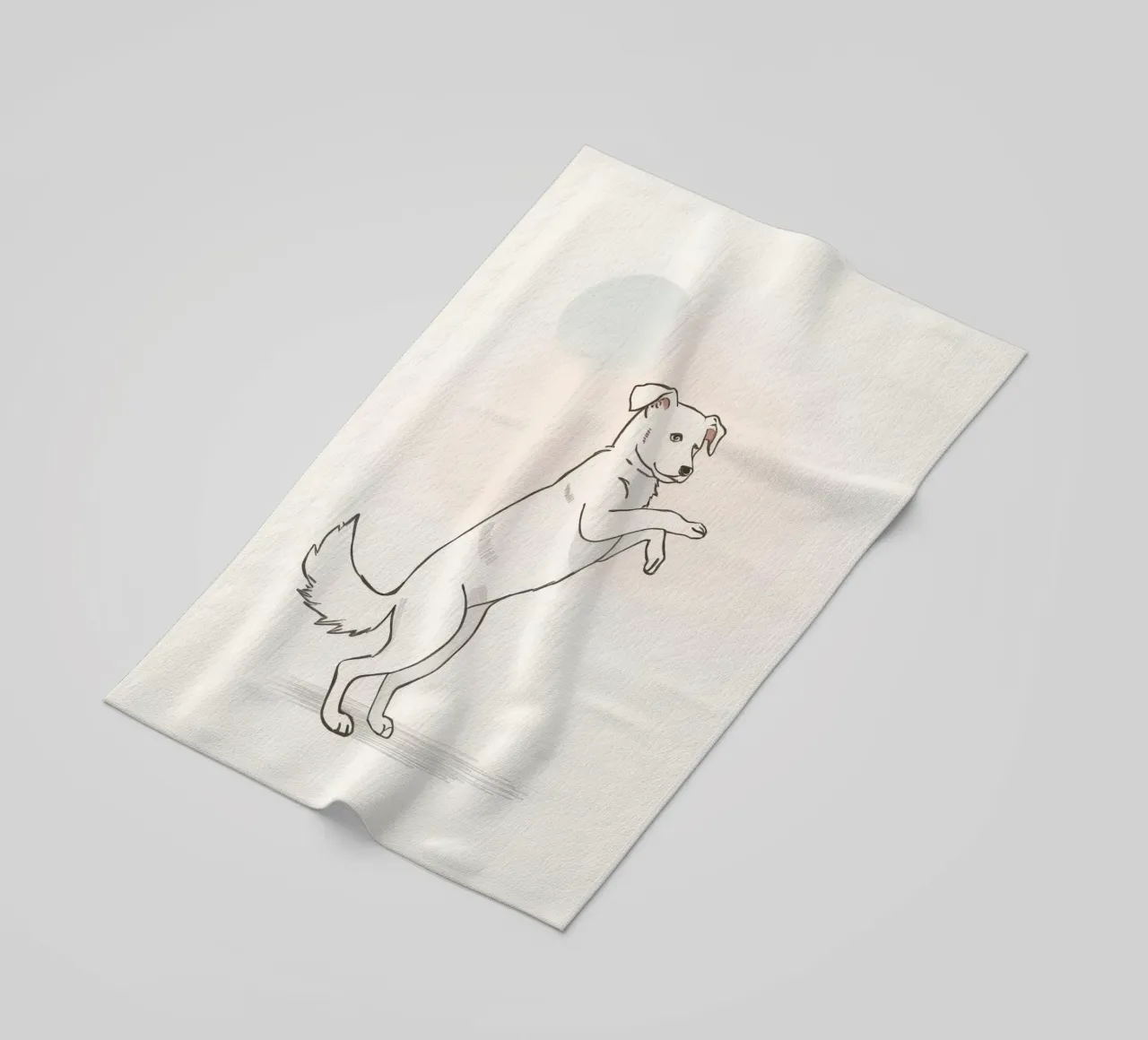 Cane giocoso in piedi su due zampe in un semplice artistico telo mare da DesignDoodle