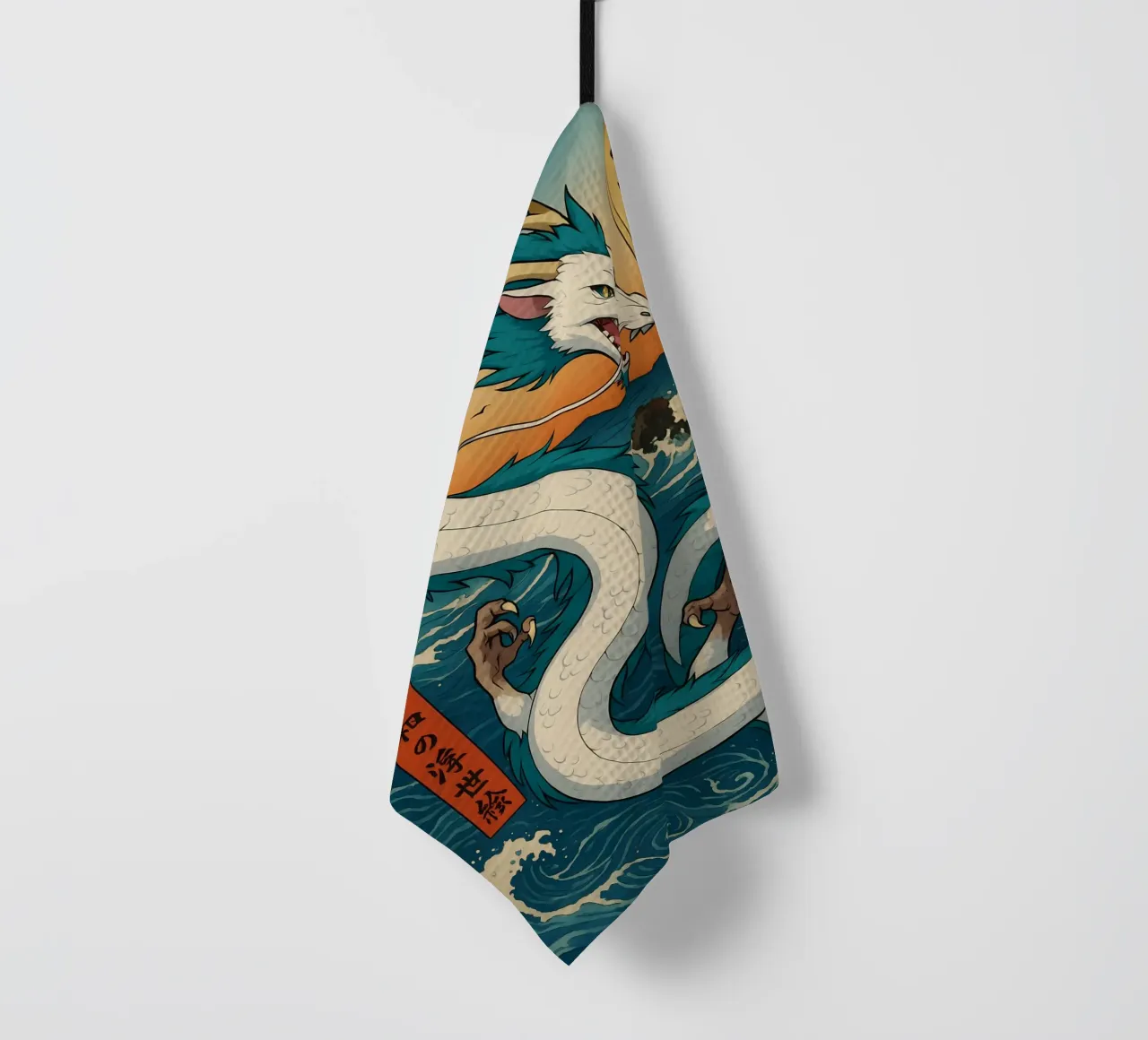 Vintage Spirited Away Haku Dragon Japan Art tea towel by KakiHanryJP