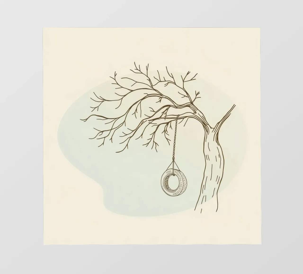 Tree with tire swing hanging from bare branches photo wallpaper by DesignDoodle