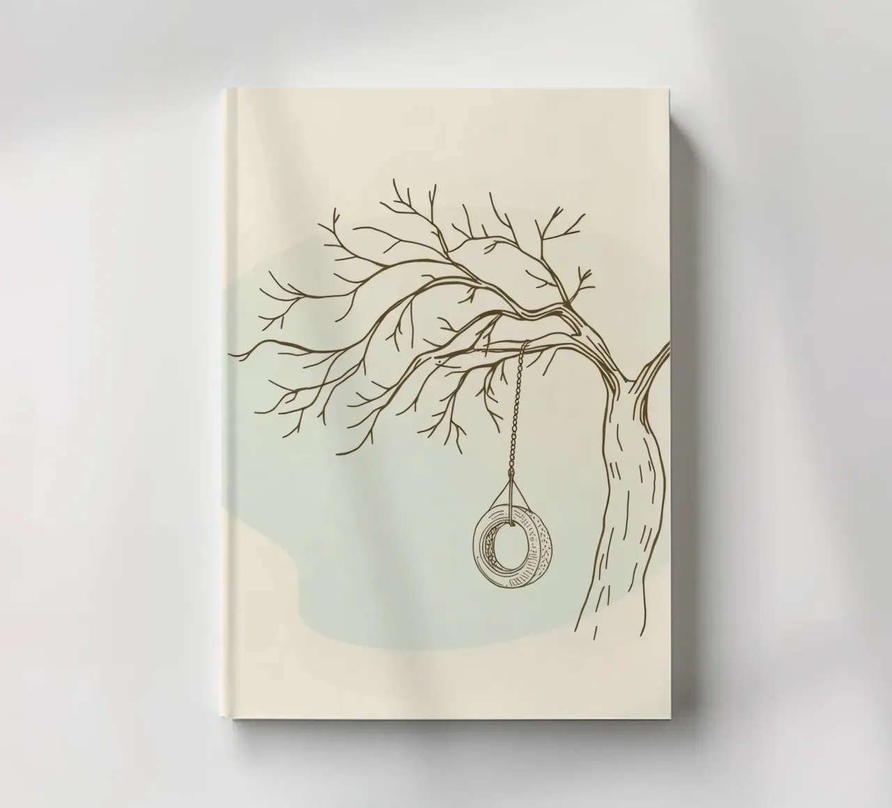 Tree with tire swing hanging from bare branches notebook by DesignDoodle