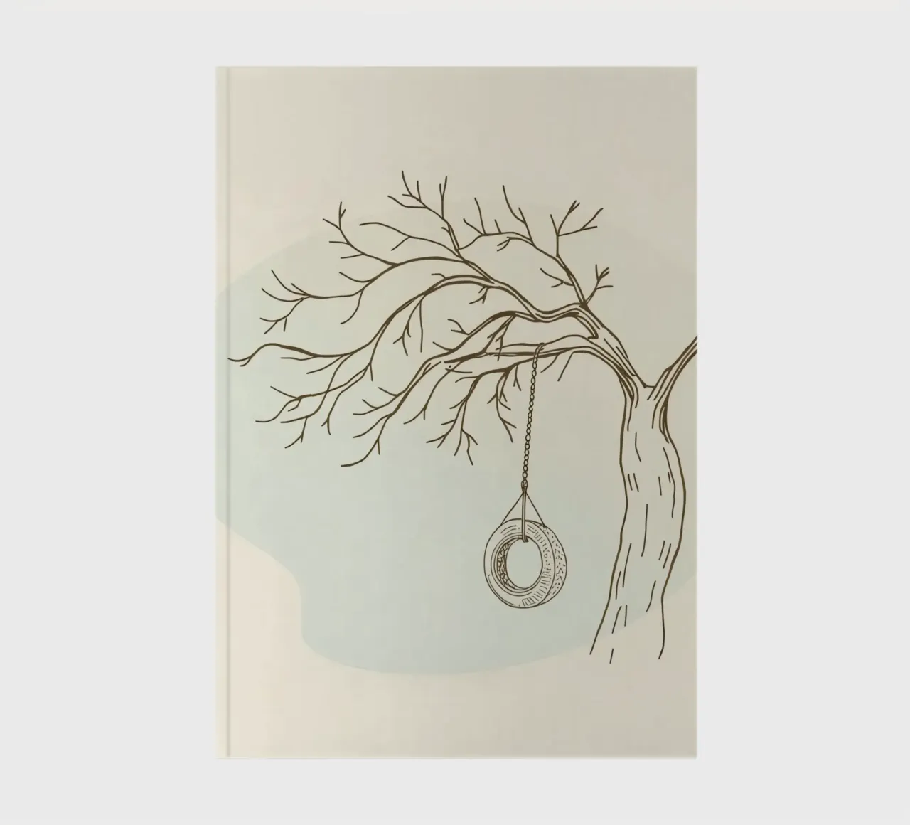 Tree with tire swing hanging from bare branches notebook by DesignDoodle