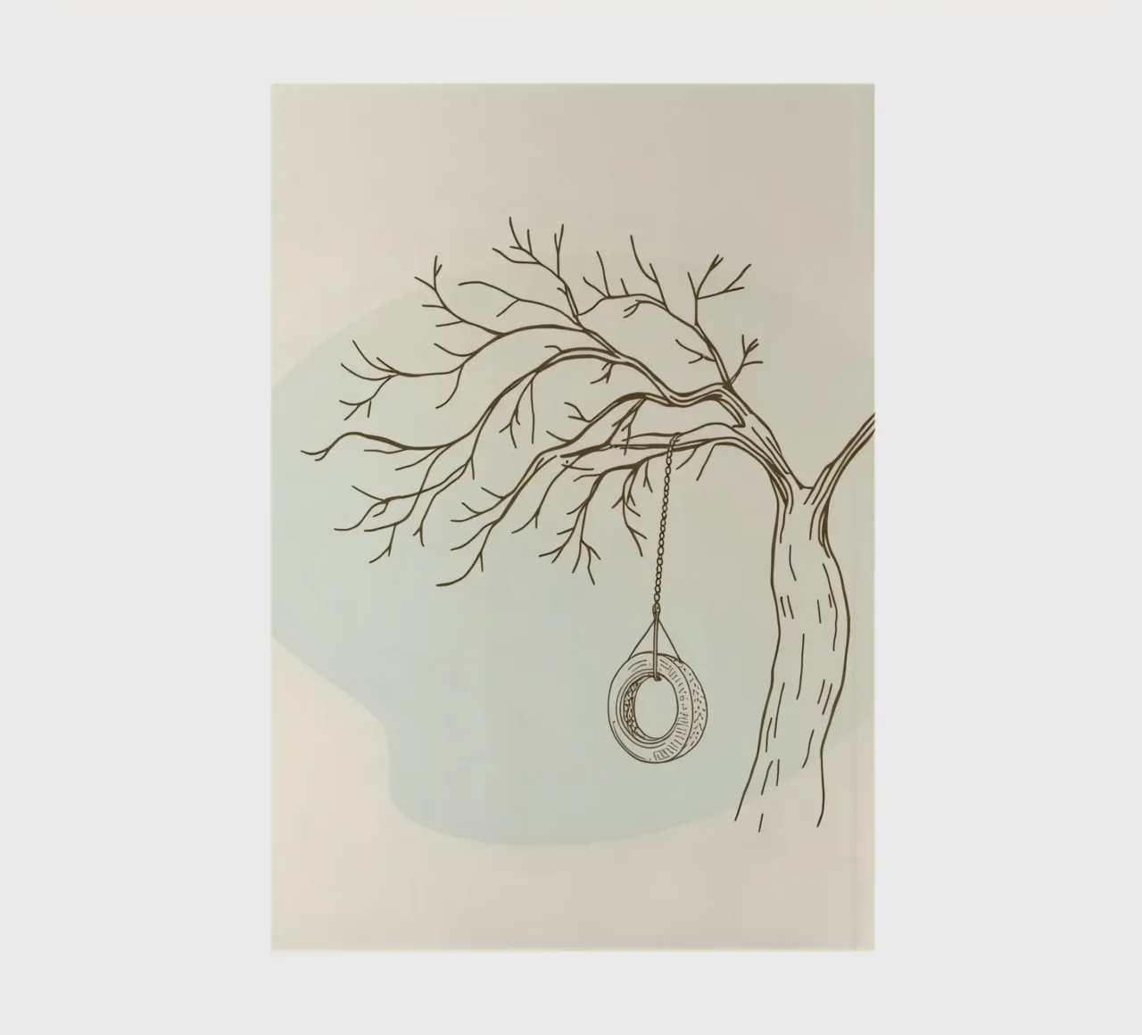 Tree with tire swing hanging from bare branches notebook by DesignDoodle