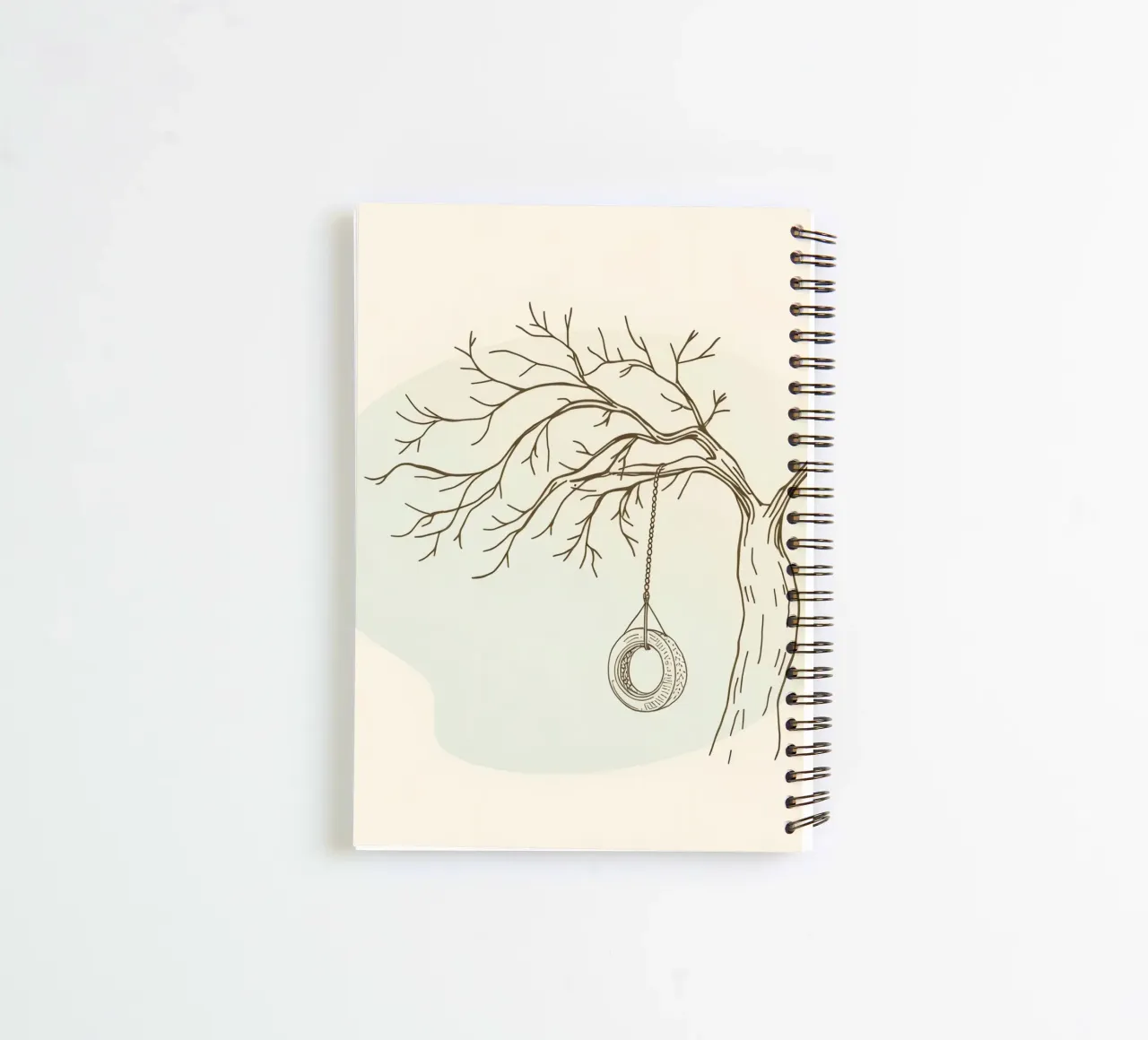 Tree with tire swing hanging from bare branches spiral notebook by DesignDoodle