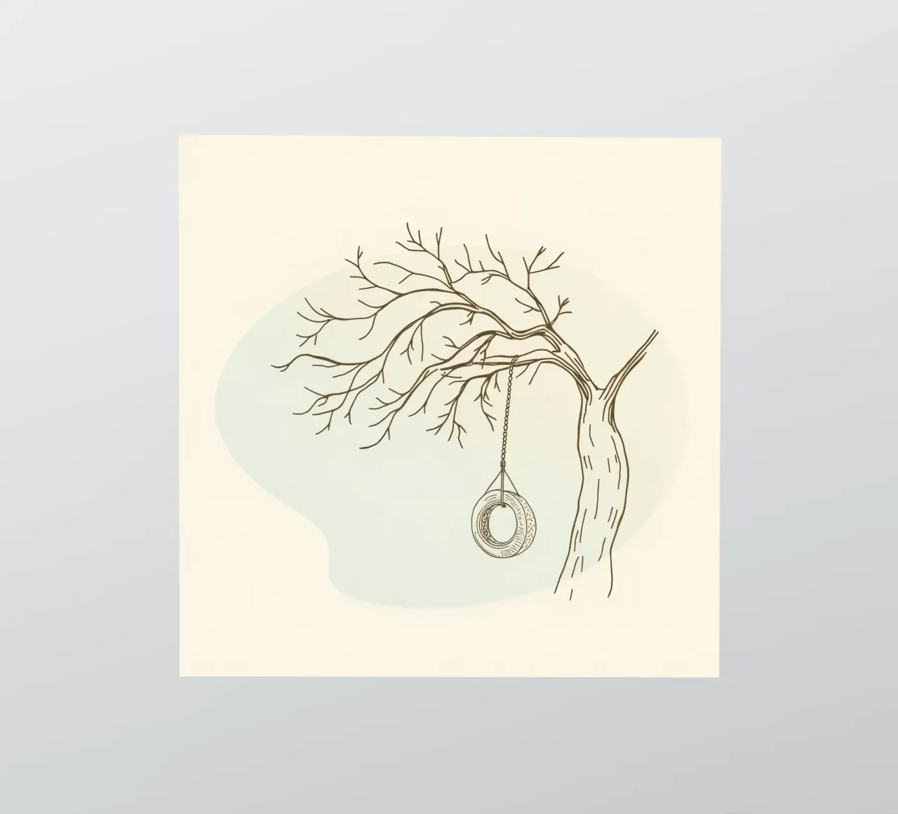 Tree with tire swing hanging from bare branches sticker by DesignDoodle