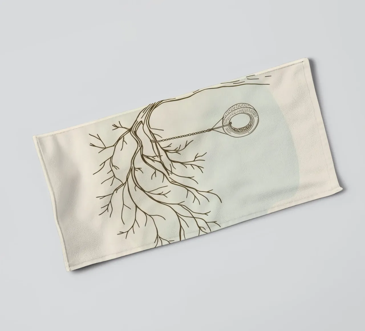 Tree with tire swing hanging from bare branches towel by DesignDoodle