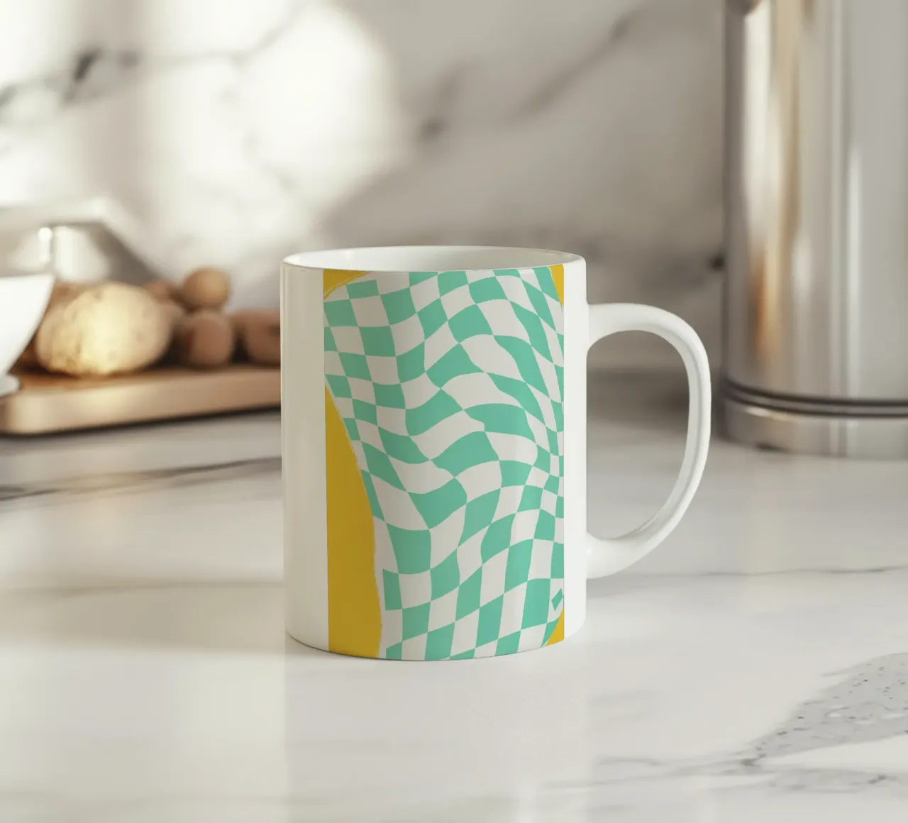 Tessuto a scacchiera 04 tazza in ceramica da Little Dean