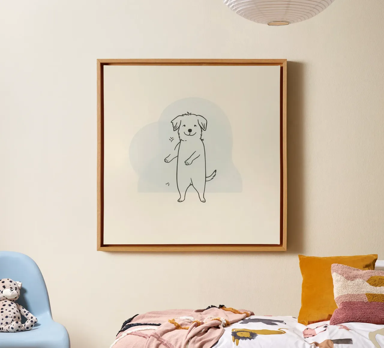 Delizioso cane in piedi sulle zampe posteriori con un viso gioioso tela con Cornice a cassetta da DesignDoodle