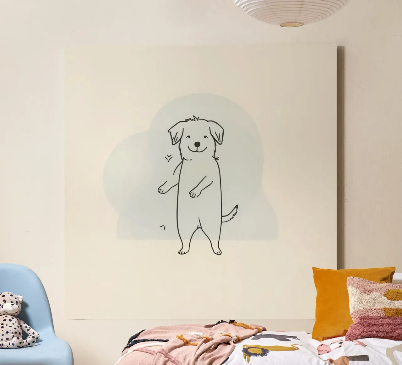 Delizioso cane in piedi sulle zampe posteriori con un viso gioioso tela con Cornice a cassetta da DesignDoodle