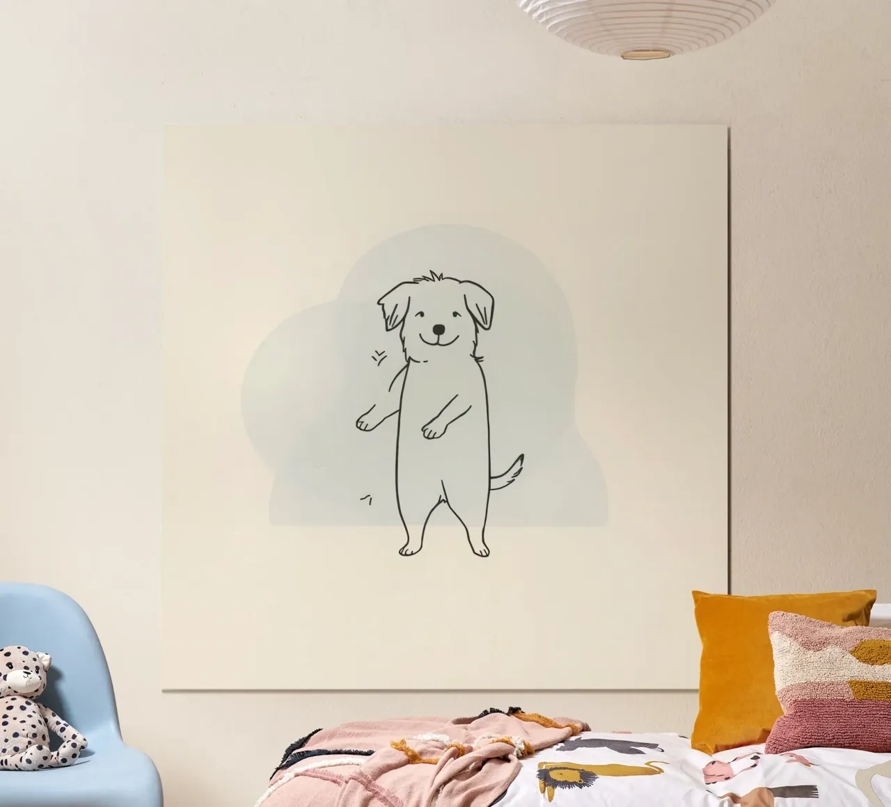 Delizioso cane in piedi sulle zampe posteriori con un viso gioioso poster da DesignDoodle