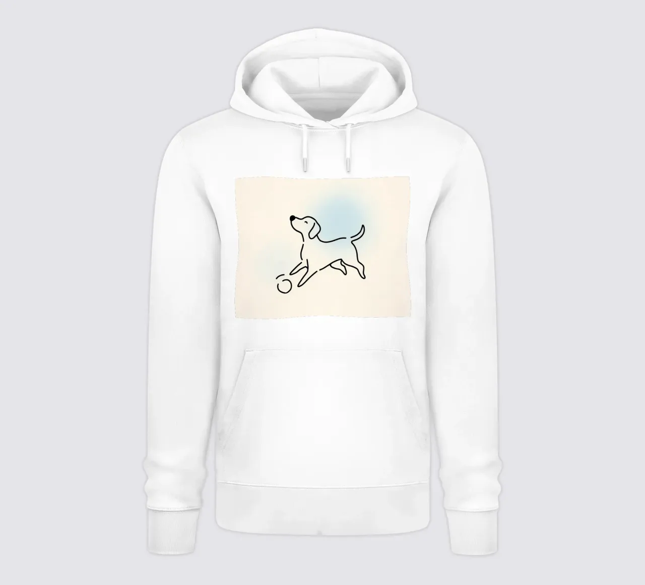 Cane che gioca con una palla in stile minimalista felpa con cappuccio da DesignDoodle