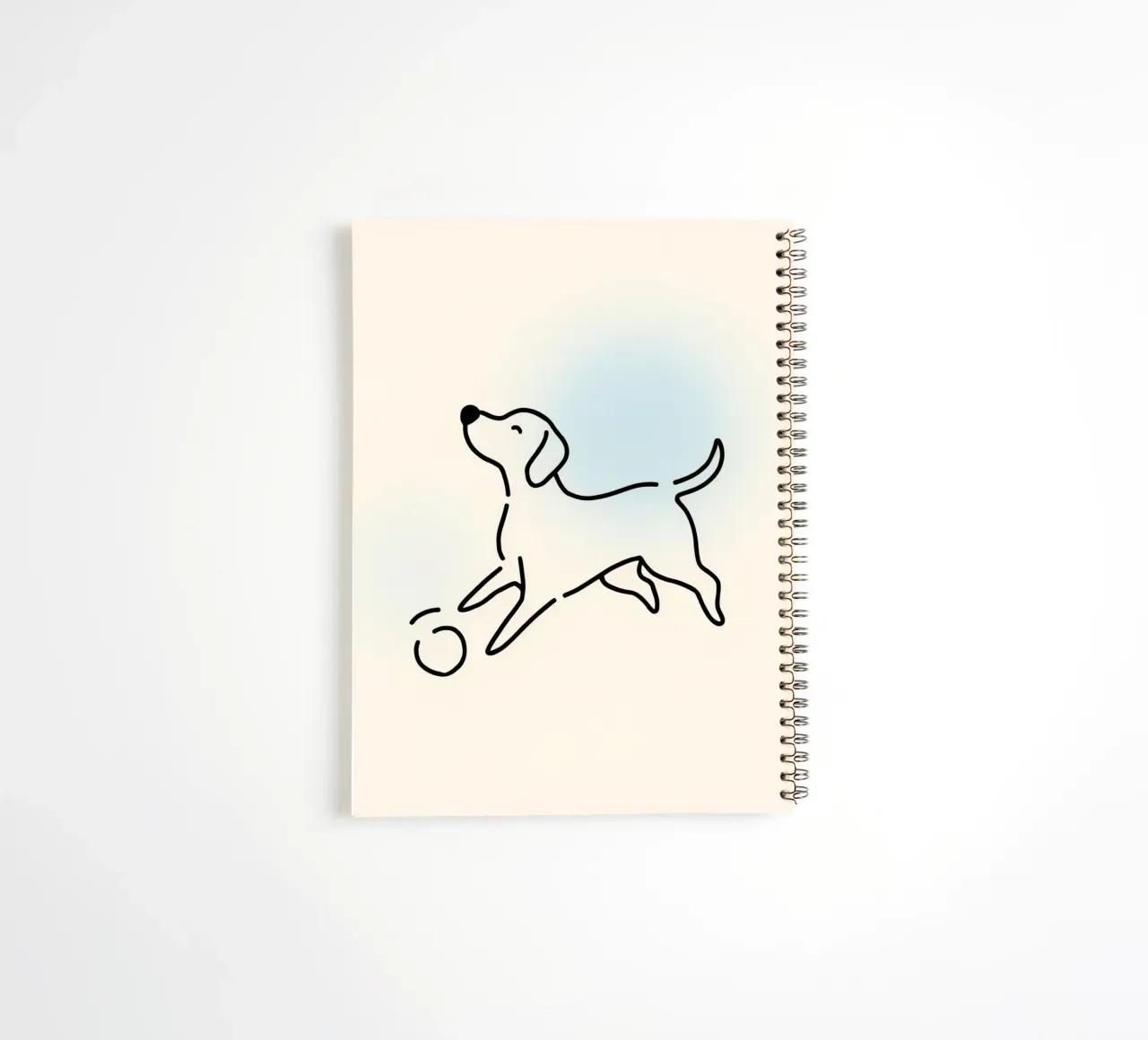 Chien jouant avec une balle dans un style minimaliste carnet à spirale de DesignDoodle