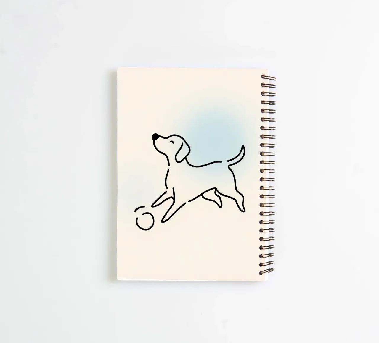 Chien jouant avec une balle dans un style minimaliste carnet à spirale de DesignDoodle