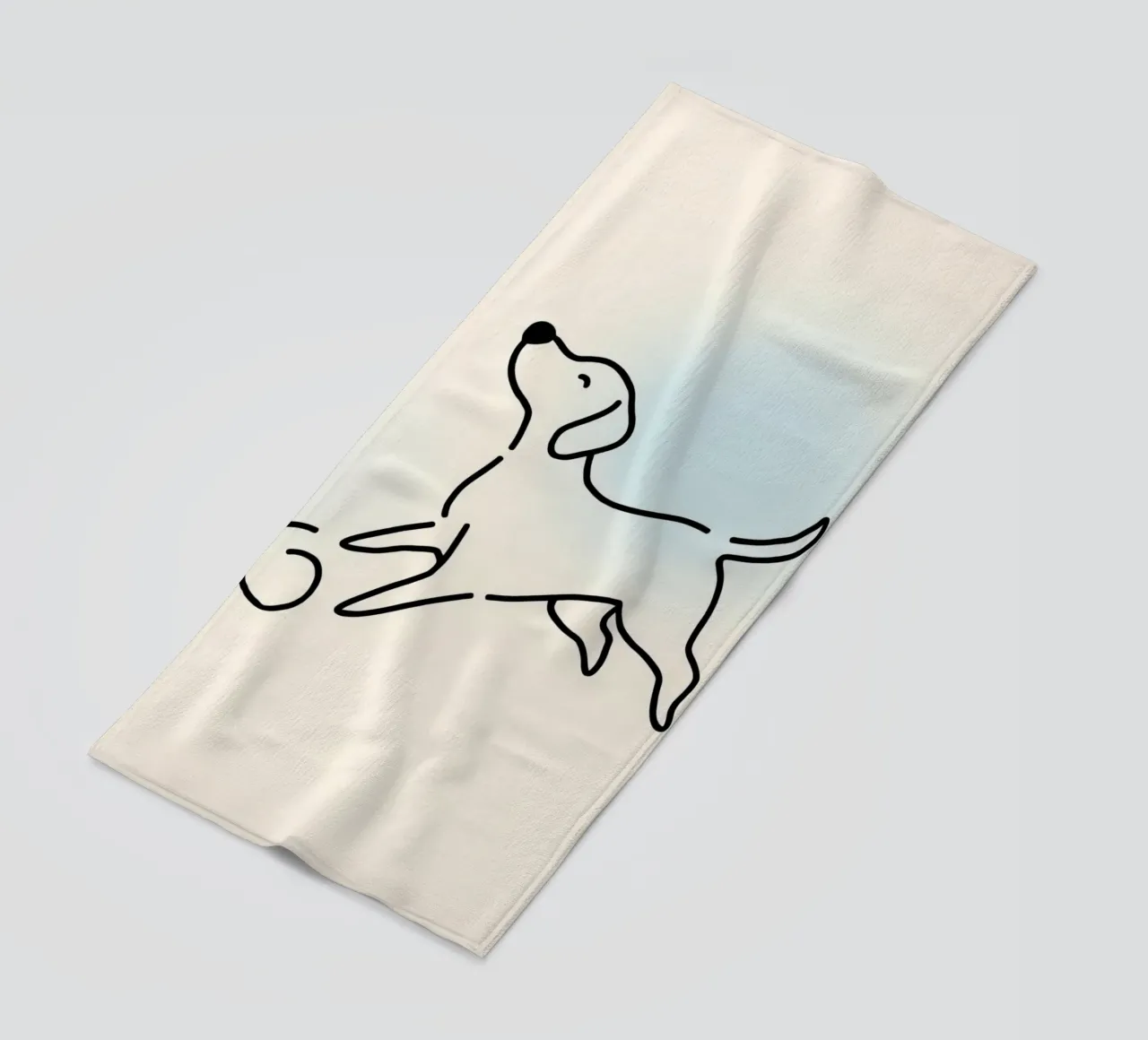 Cane che gioca con una palla in stile minimalista telo mare da DesignDoodle