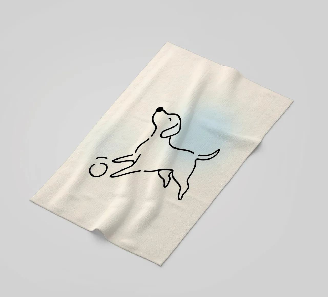 Cane che gioca con una palla in stile minimalista telo mare da DesignDoodle