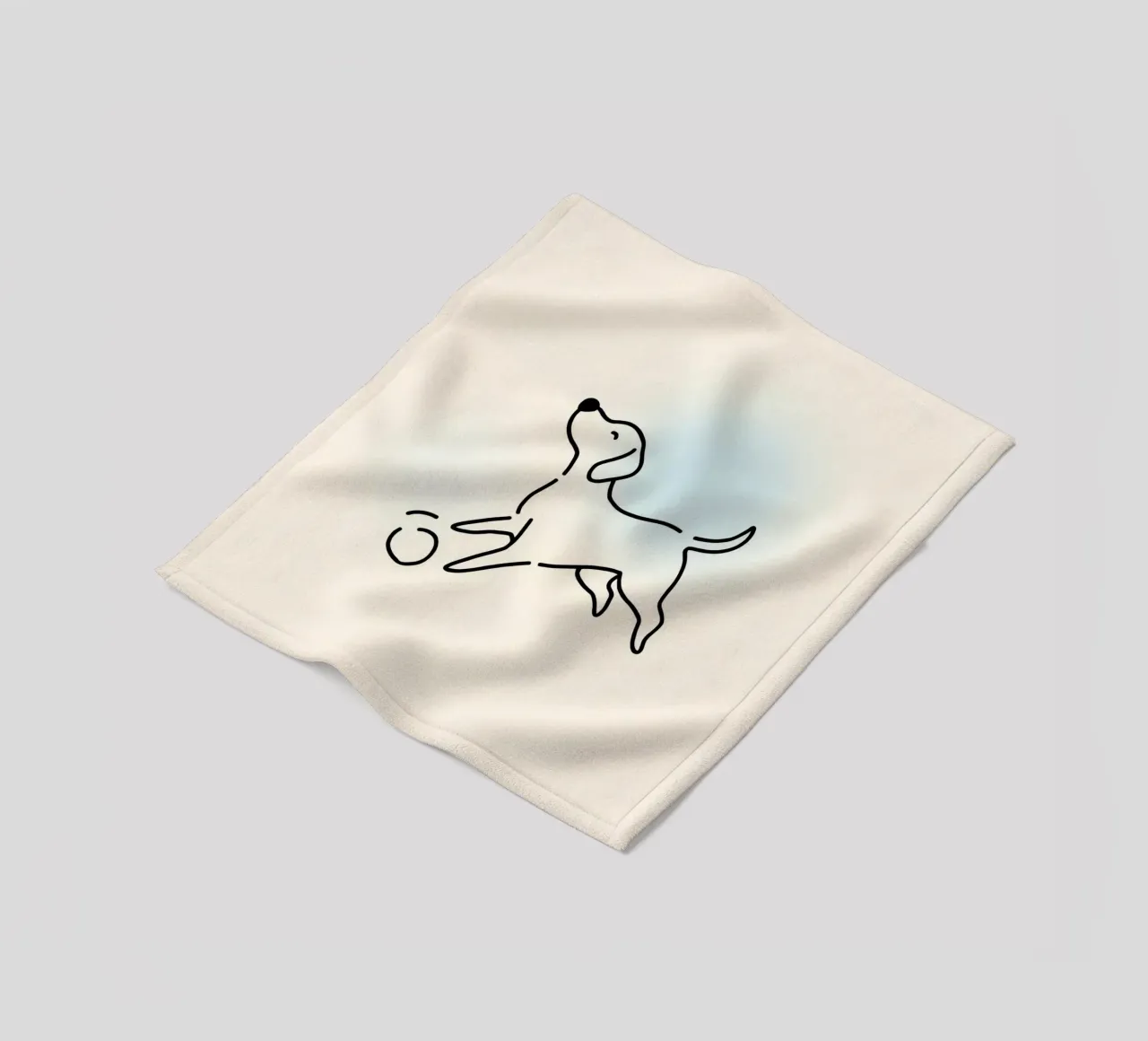 Cane che gioca con una palla in stile minimalista coperta in pile da DesignDoodle