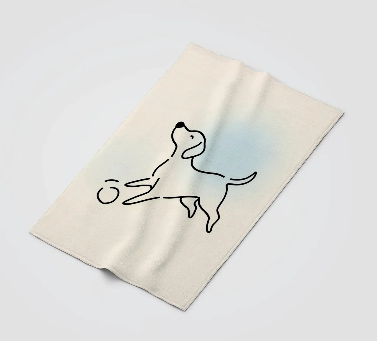 Cane che gioca con una palla in stile minimalista coperta in pile da DesignDoodle