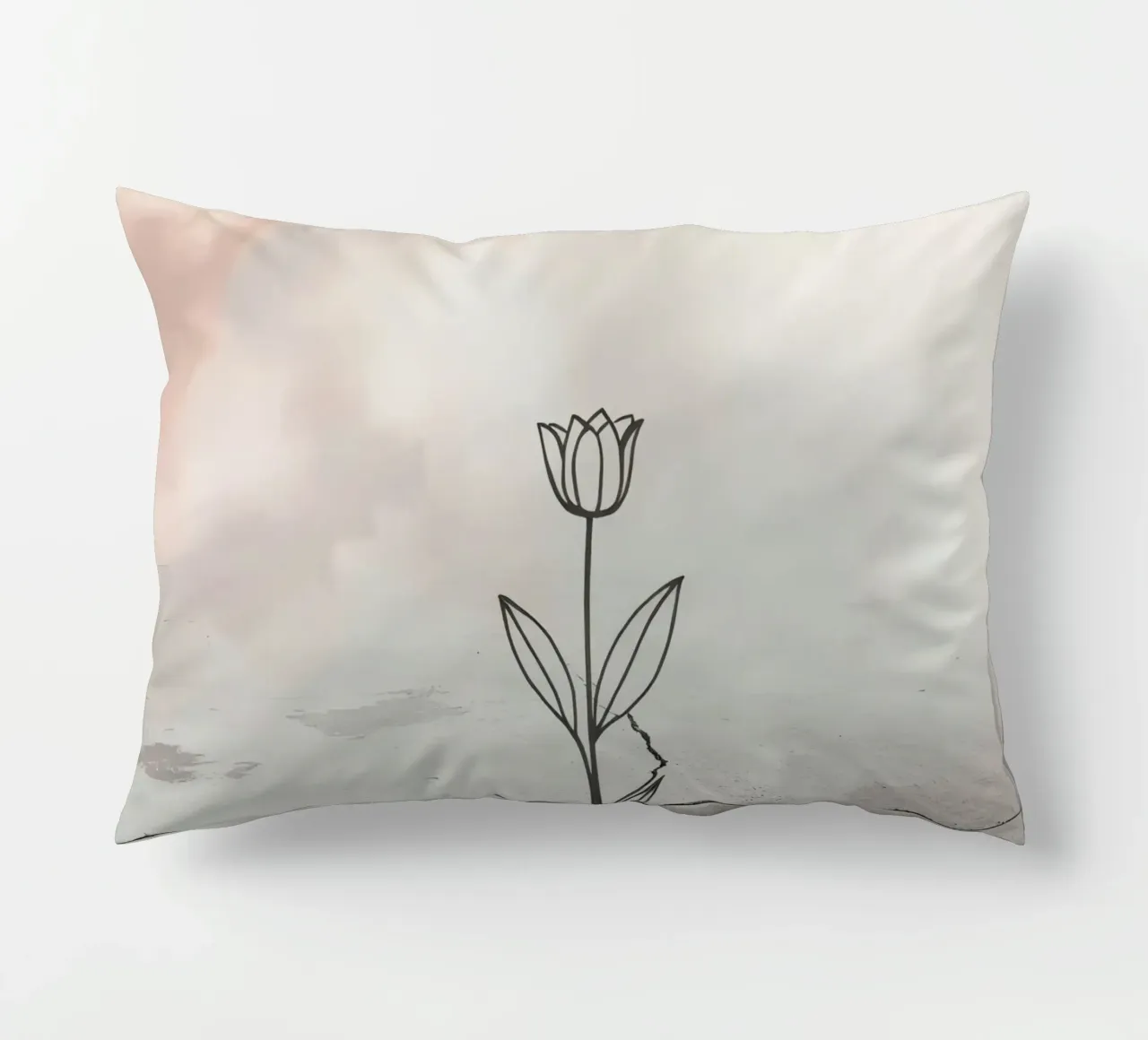Cracked pavement featuring a delicate flower decorative cushion by DesignDoodle