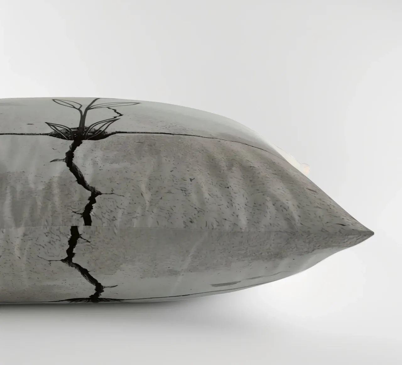 Cracked pavement featuring a delicate flower decorative cushion by DesignDoodle