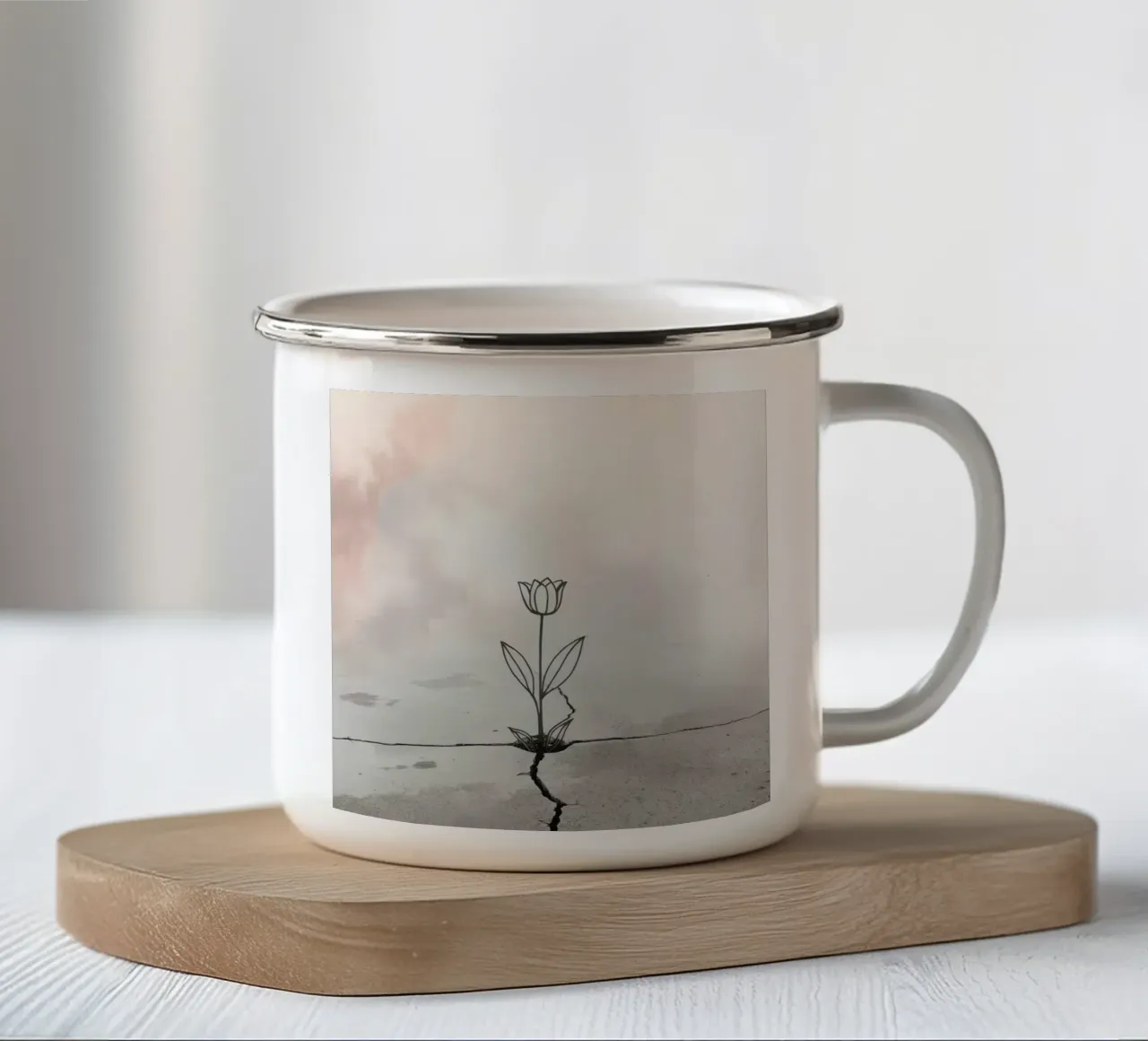 Pavimento crepato con un fiore delicato tazza in smalto da DesignDoodle