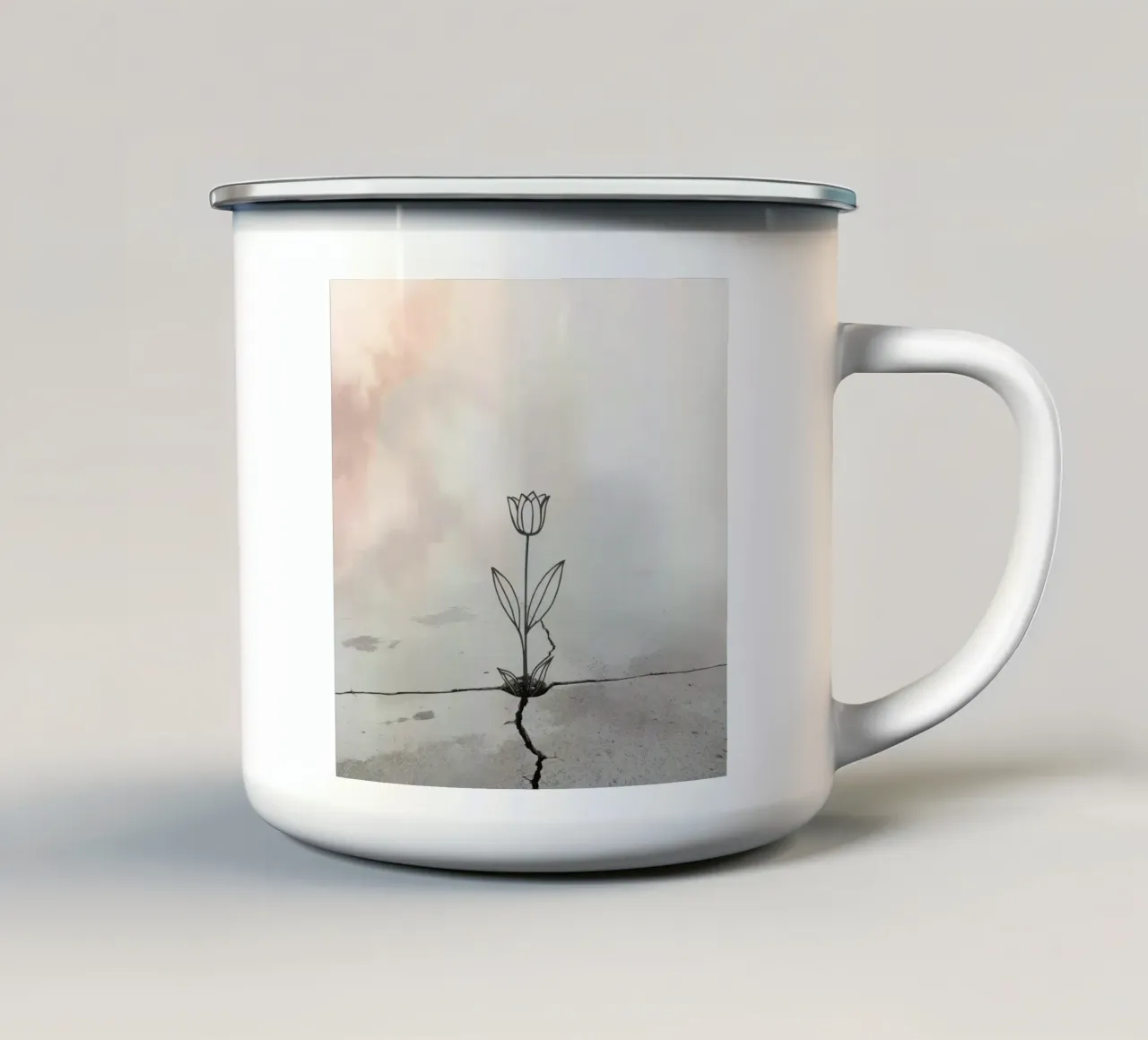 Pavimento crepato con un fiore delicato tazza in smalto da DesignDoodle