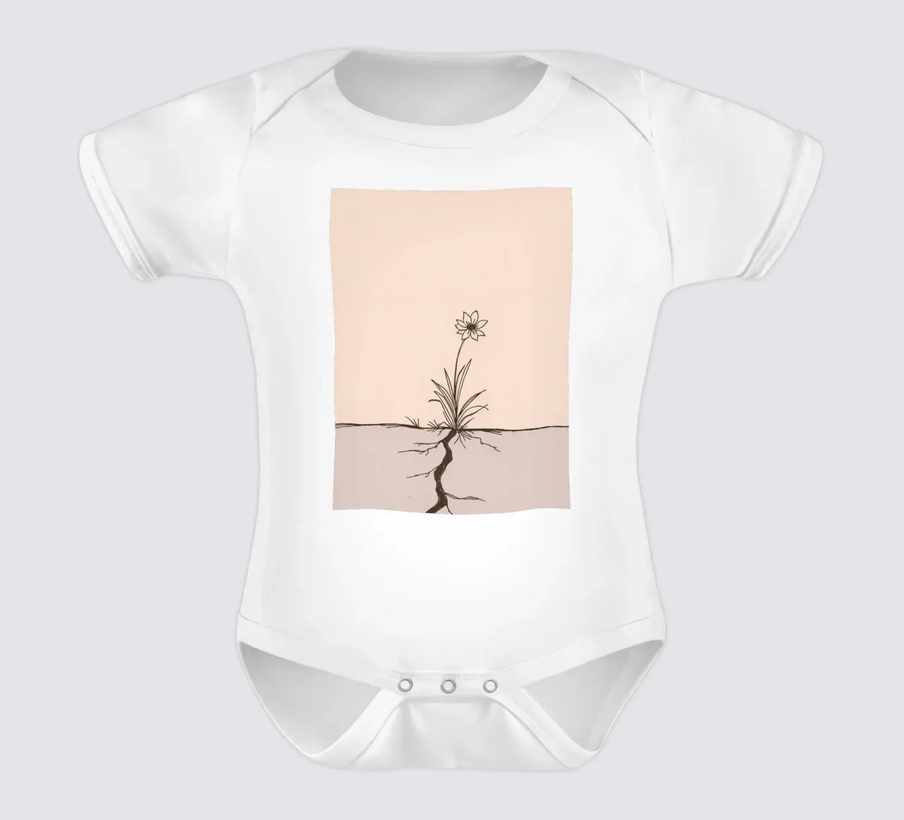 Bloem groeit door gebarsten aarde in een verlaten landschap babyrompertje korte mouwen van DesignDoodle