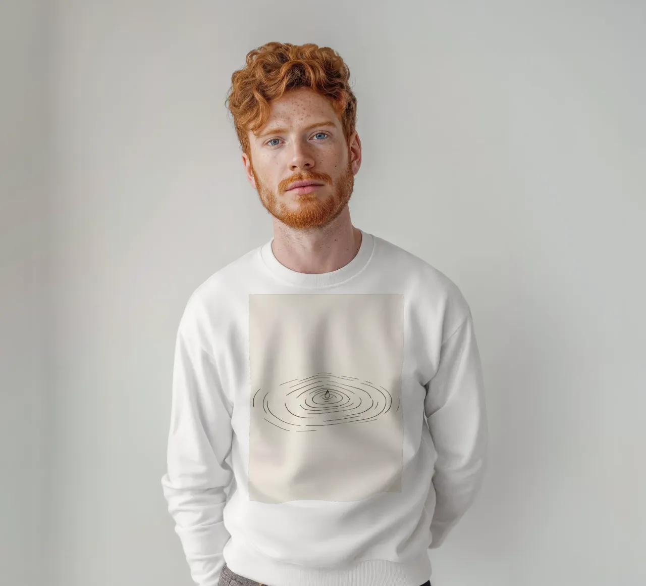 Ripples expanding in calm water created by a single drop sweatshirt by DesignDoodle