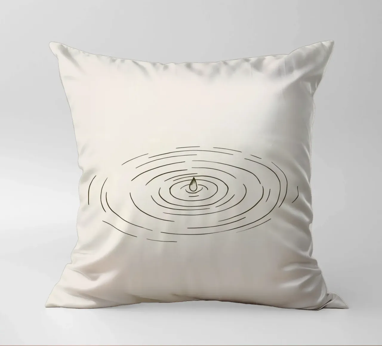Ripples expanding in calm water created by a single drop decorative cushion by DesignDoodle