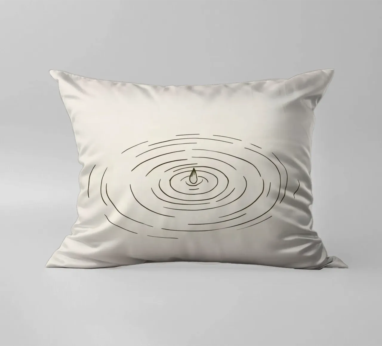 Ripples expanding in calm water created by a single drop decorative cushion by DesignDoodle