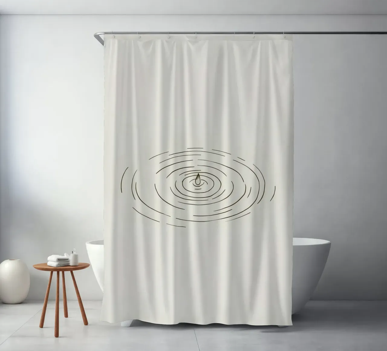 Ripples expanding in calm water created by a single drop shower curtain by DesignDoodle
