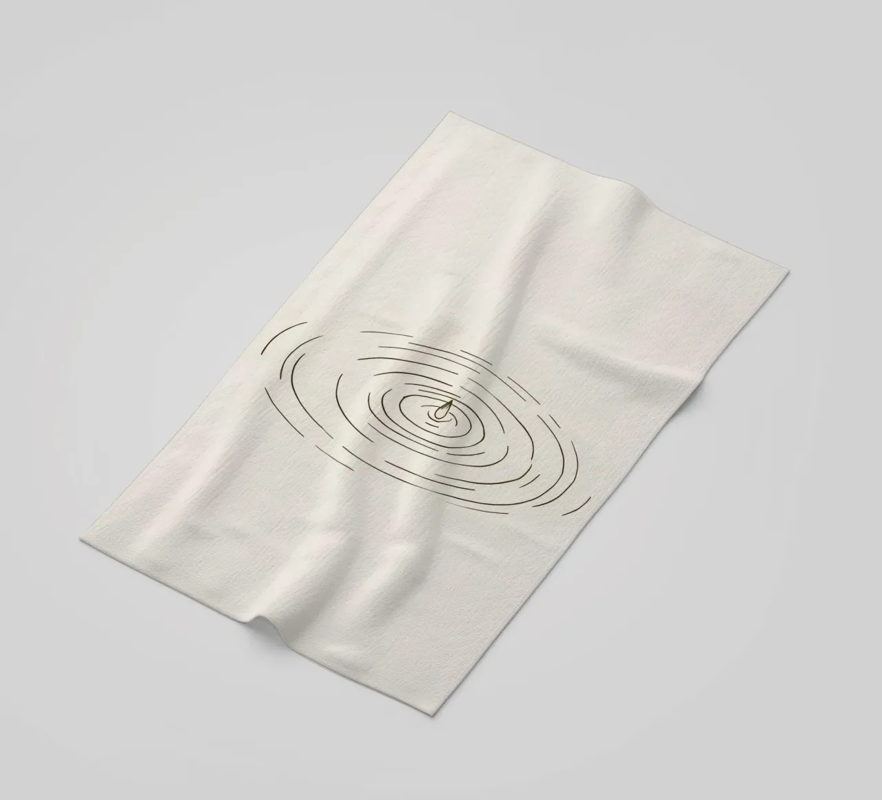 Ripples expanding in calm water created by a single drop beach towel by DesignDoodle