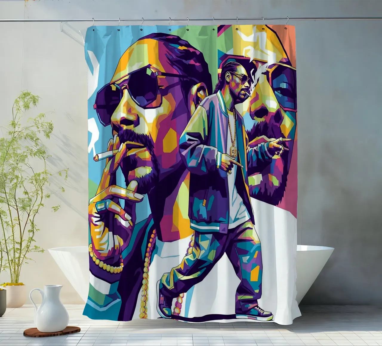 Snoop Dogg - WPAP art style (4) rideau de douche de Hantamrata