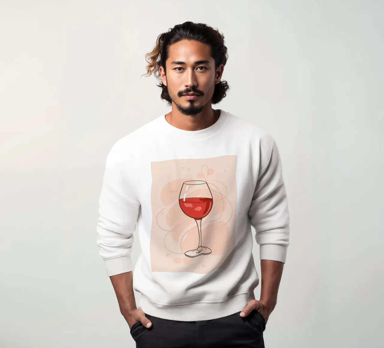 Elegant glass of red wine against a simple background sweatshirt by DesignDoodle