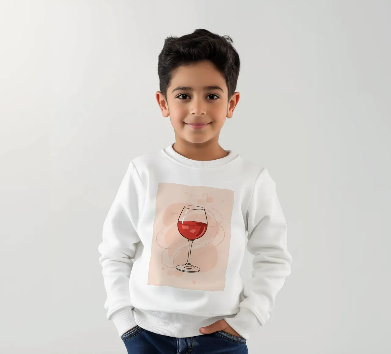 Elegante bicchiere di vino rosso su uno sfondo semplice felpa bambino da DesignDoodle