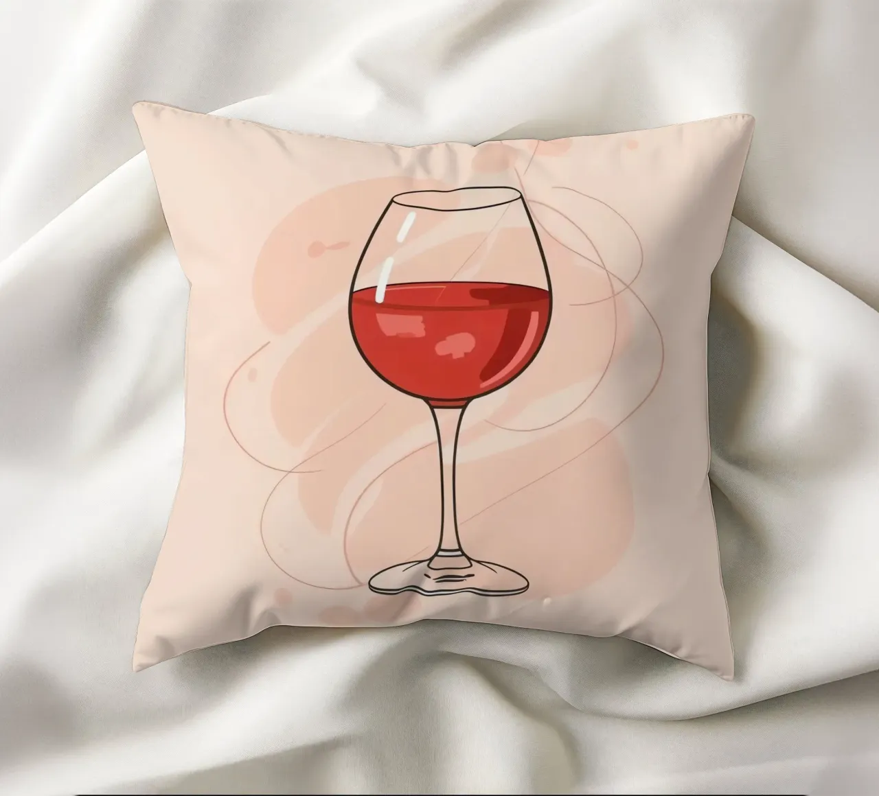 Elegante bicchiere di vino rosso su uno sfondo semplice cuscino da DesignDoodle
