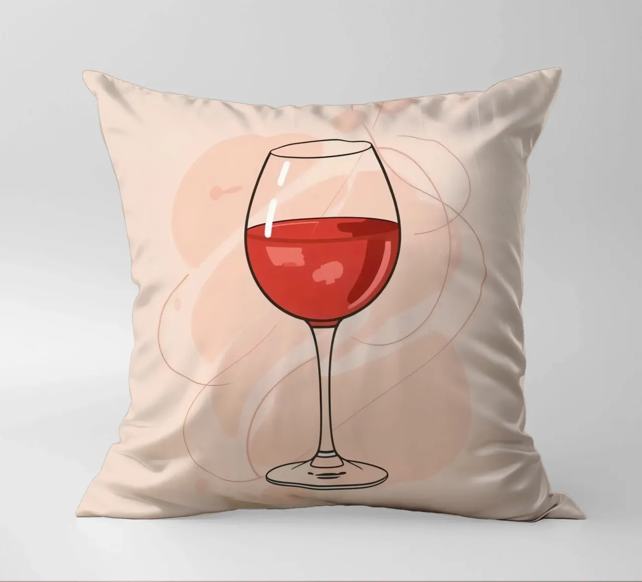 Elegante bicchiere di vino rosso su uno sfondo semplice cuscino da DesignDoodle