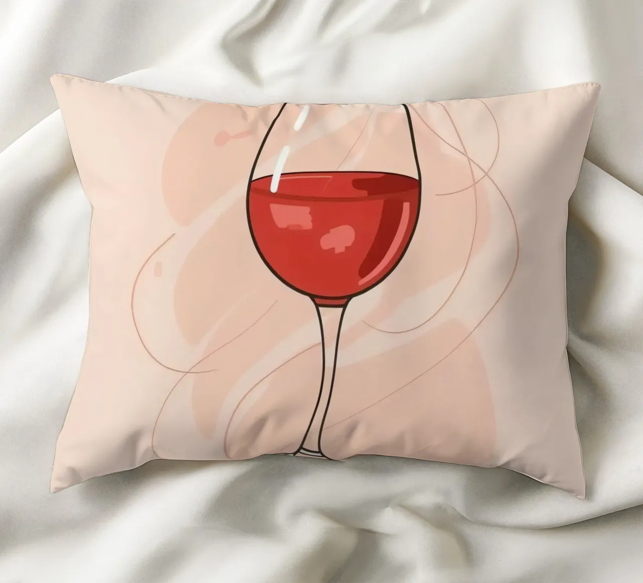 Elegante bicchiere di vino rosso su uno sfondo semplice cuscino da DesignDoodle