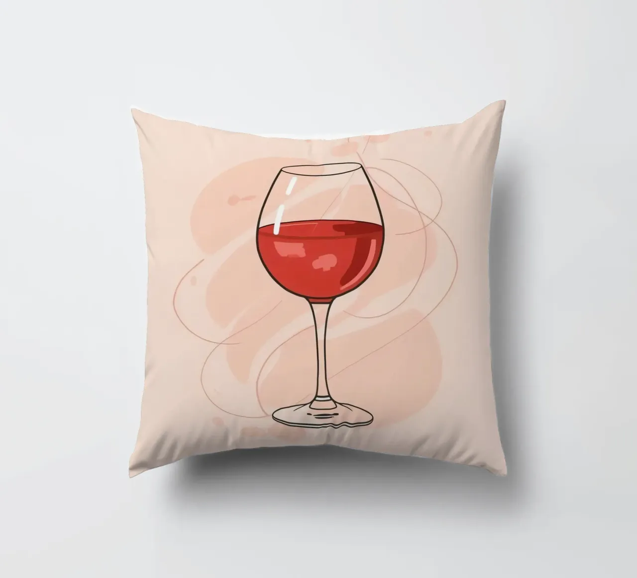 Elegante bicchiere di vino rosso su uno sfondo semplice cuscino da DesignDoodle