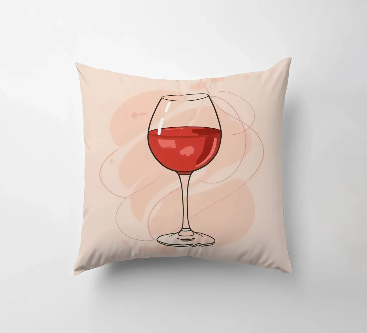 Elegante bicchiere di vino rosso su uno sfondo semplice cuscino da DesignDoodle