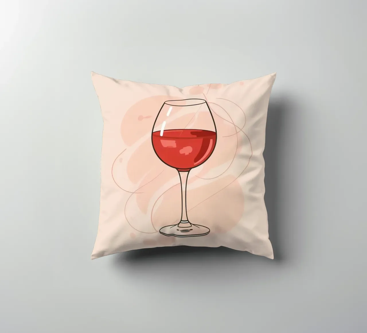 Elegante bicchiere di vino rosso su uno sfondo semplice cuscino da DesignDoodle